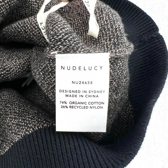 NUDE LUCY ACTIVE Knit Crop Top Womens Small Granite Black Shirt Workout NWT - Picture 12 of 16